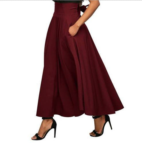 Pleated Full-Circle Maxi Skirt
