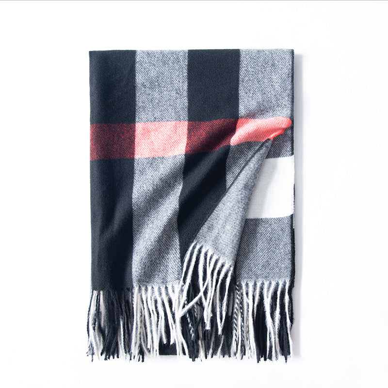 Checkered Faux Cashmere Scarf