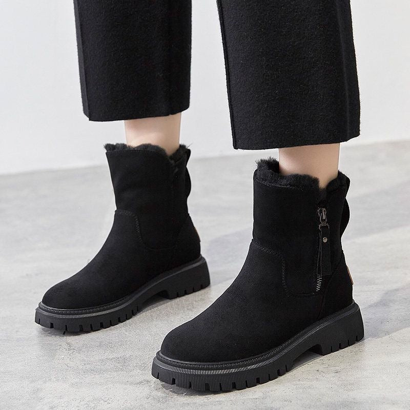 Horseshoe-Heel Round-Toe Winter Boots