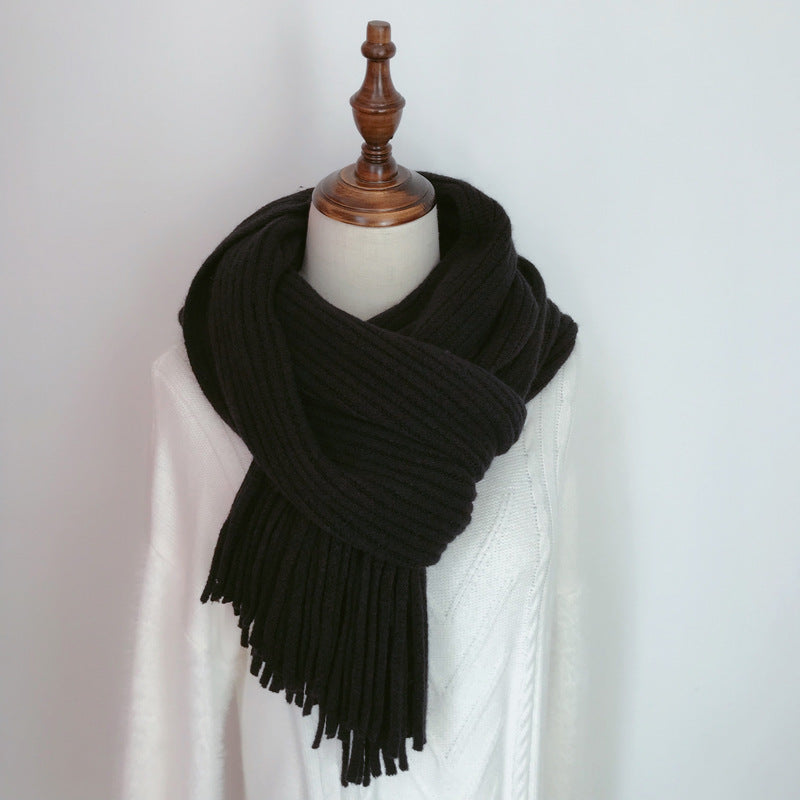 Fringed Wool Winter Scarf