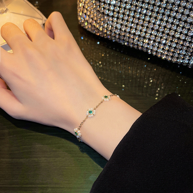 Pearl Flower Adjustable Chain Bracelet