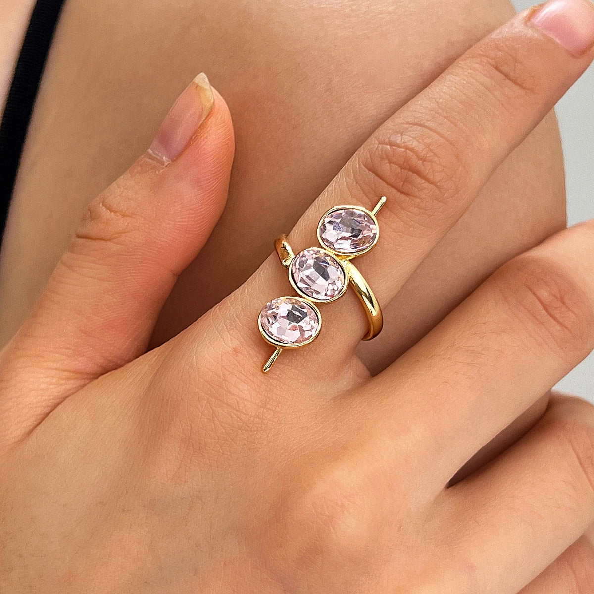 Three-Stone Oval Zirconia Ring