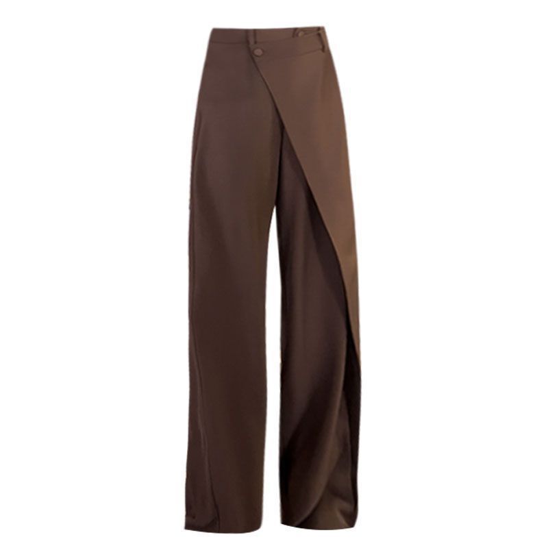 Asymmetric Wrap Front Wide-Leg Trousers