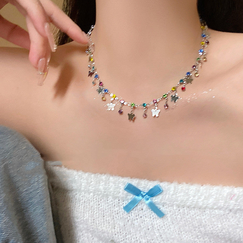 Colorized Butterfly Zircon Necklace