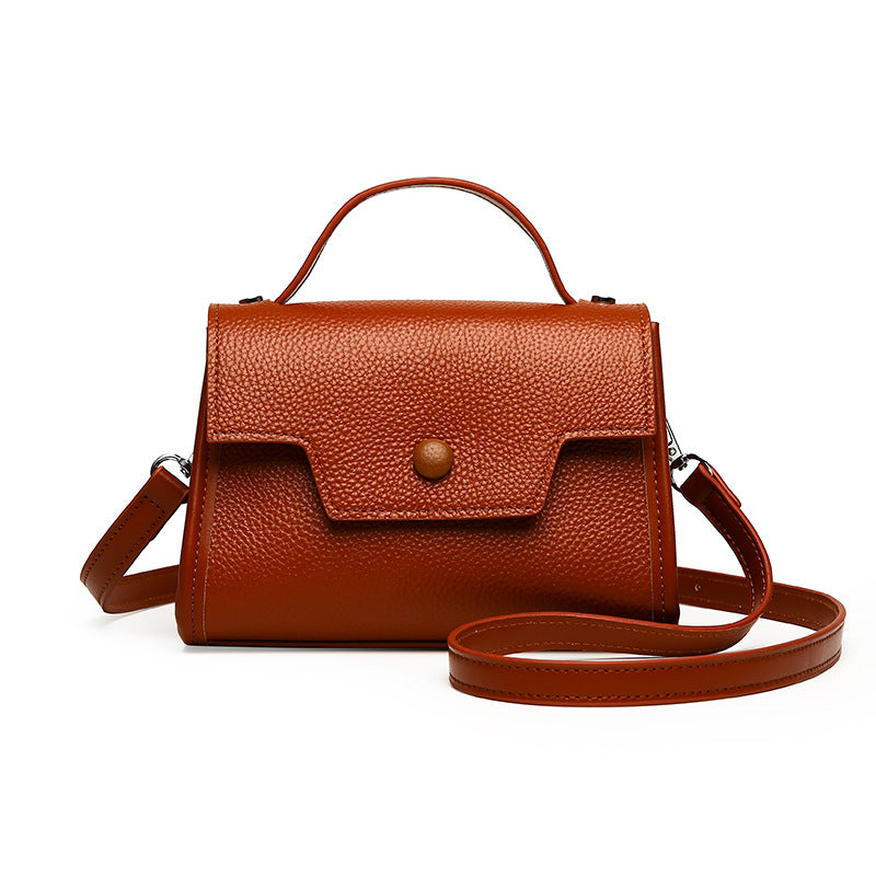 Genuine Cowhide Leather Crossbody Tote