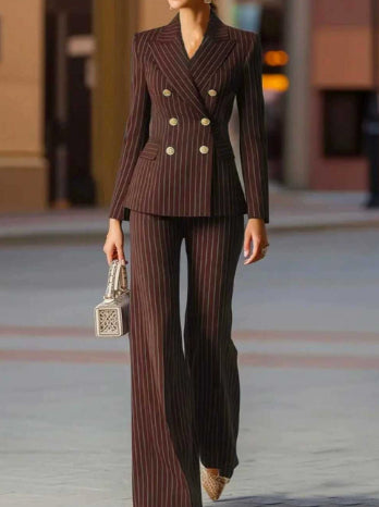 Pinstripe Double-Breasted Blazer & Trouser Set