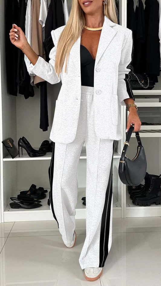 Side-Stripe Lapel Blazer & Trouser Set