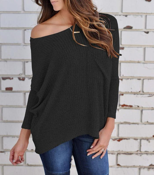 Oversized Round-Neck Knit Sweater