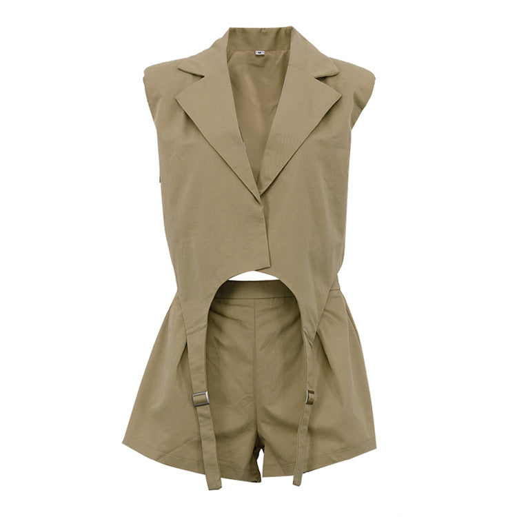 Oversized Sleeveless Blazer & Shorts Set