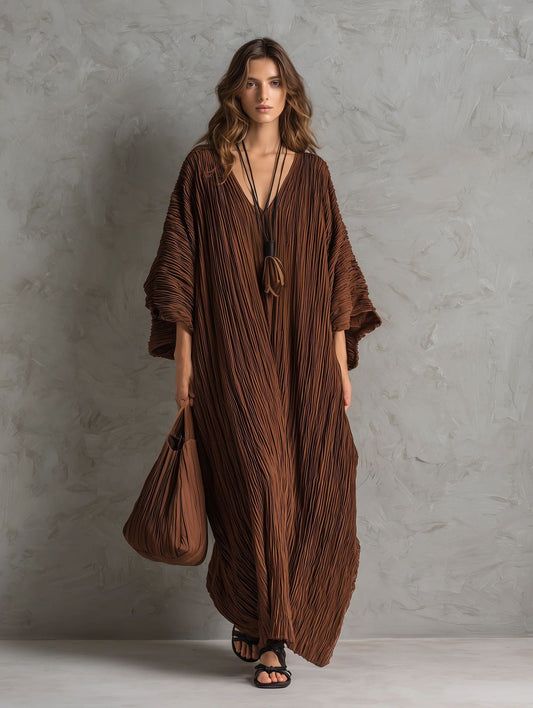 The Textured Kaftan Dress - Raglan-Sleeve V-Neck Resort Dress