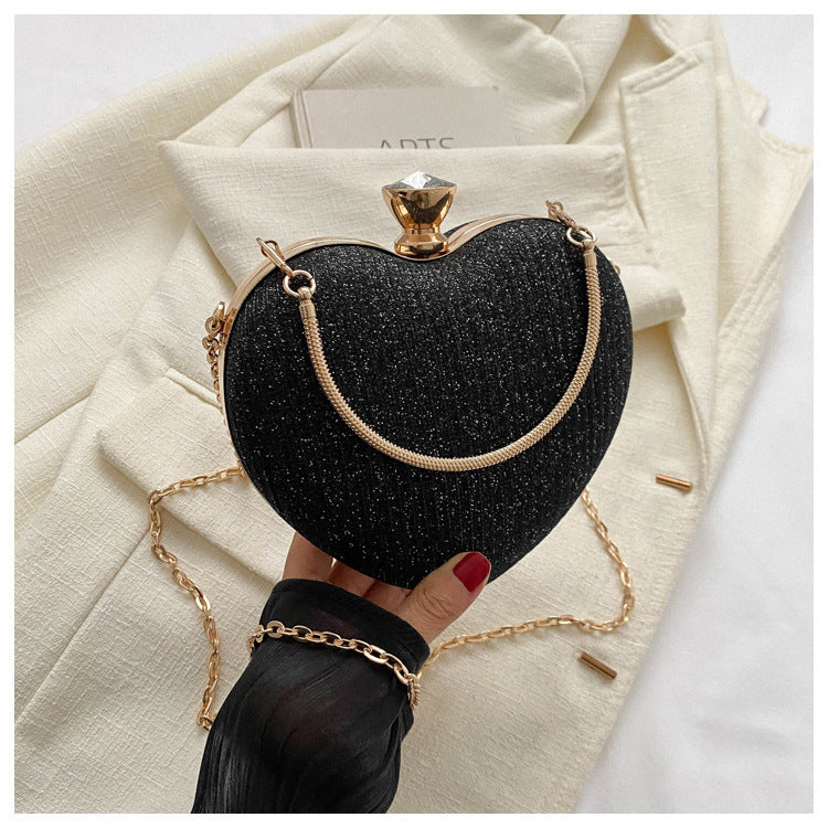 L'Amour Heart Evening Clutch - Sculpted Metallic Crossbody