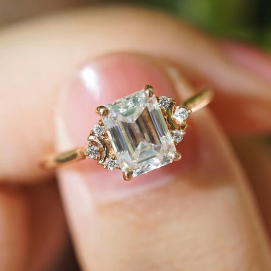 Moon Geometric Gold Ring
