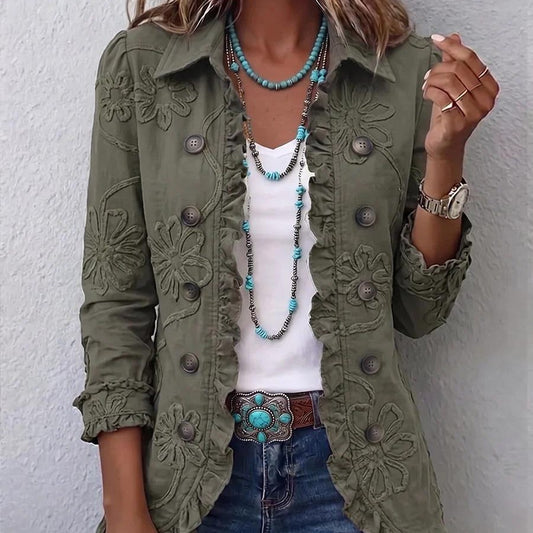 Embroidered Jacquard Ruffle Jacket