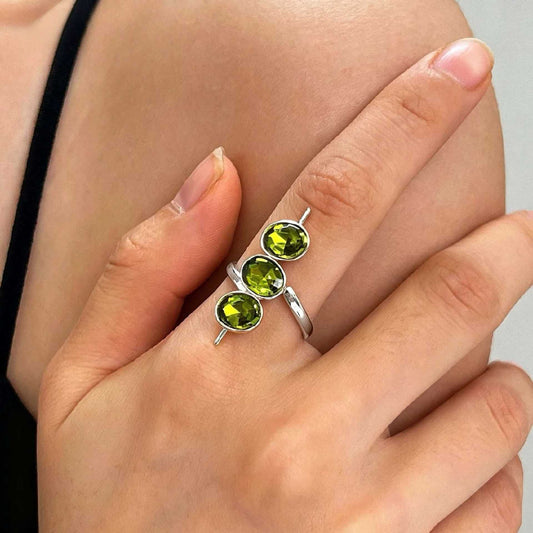 Three-Stone Oval Zirconia Ring