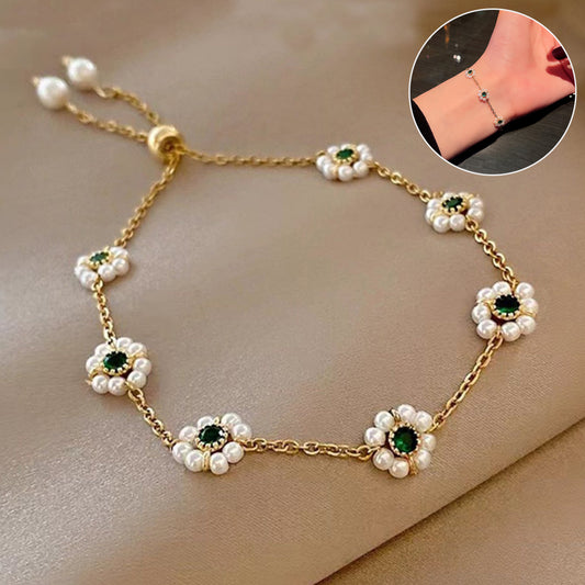 Pearl Flower Adjustable Chain Bracelet