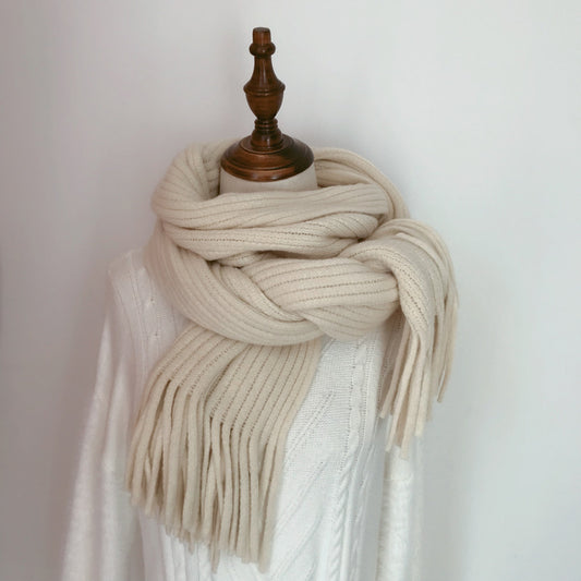Fringed Wool Winter Scarf