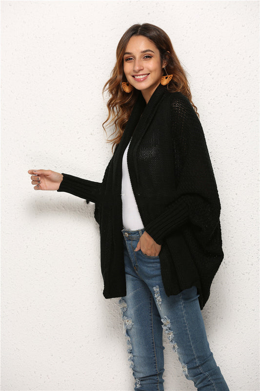 Batwing-Sleeve Crochet Cardigan