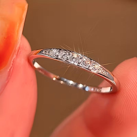 Irregular Wave Zircon Band Ring