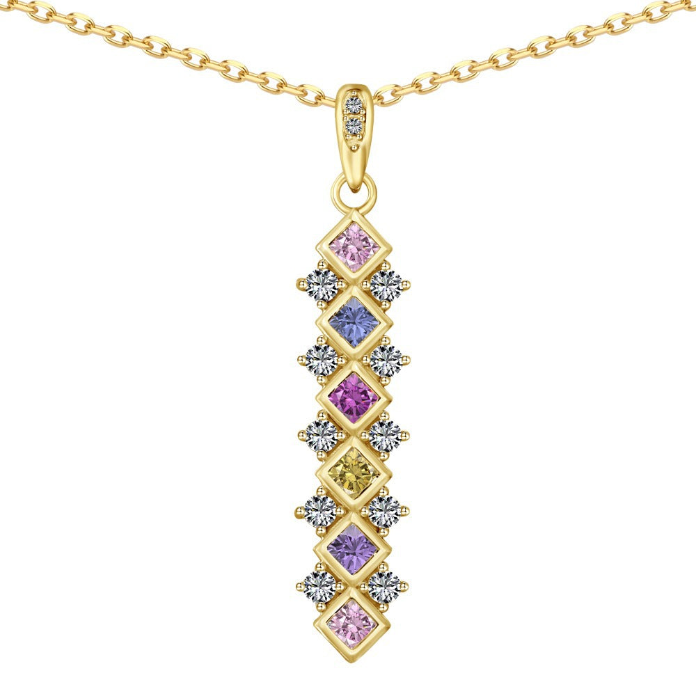 Geometric Diamond Silver Necklace