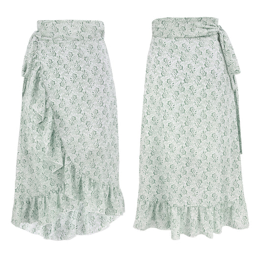 Floral Ruffle Wrap Skirt