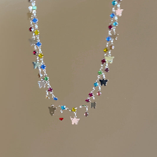 Colorized Butterfly Zircon Necklace