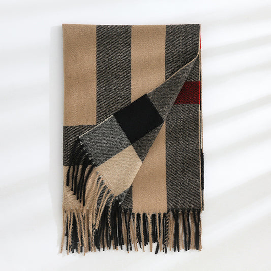 Checkered Faux Cashmere Scarf