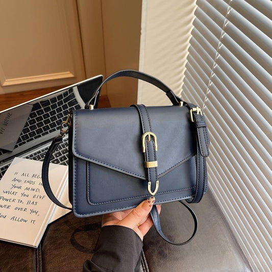 Color-Block PU Crossbody Handbag