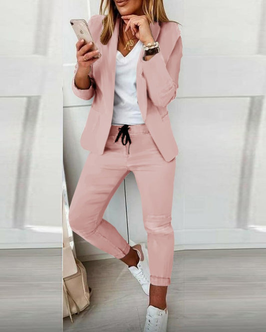 Lapel Blazer & Straight-Leg Trouser Set