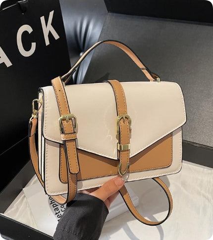 Color-Block PU Crossbody Handbag