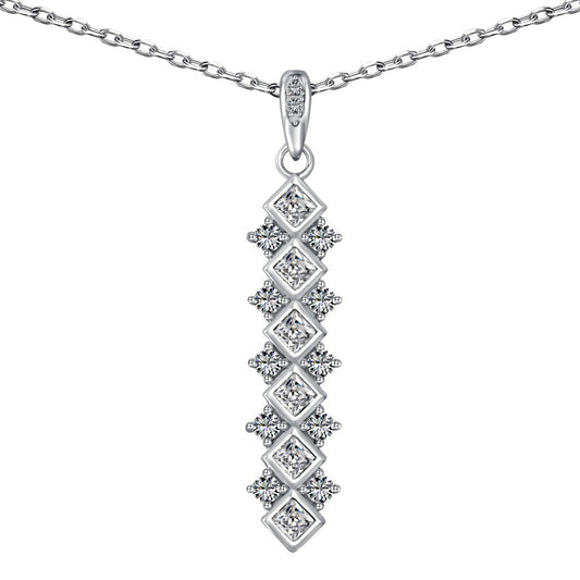 Geometric Diamond Silver Necklace