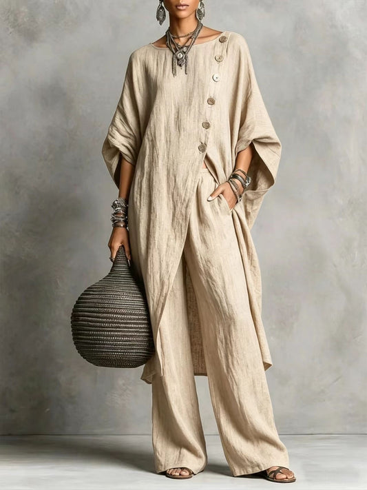 Irregular Drop-Shoulder Shirt Set