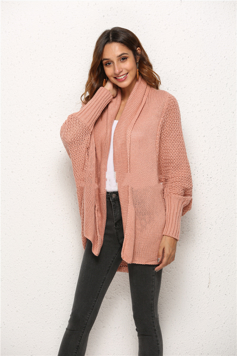 Batwing-Sleeve Crochet Cardigan