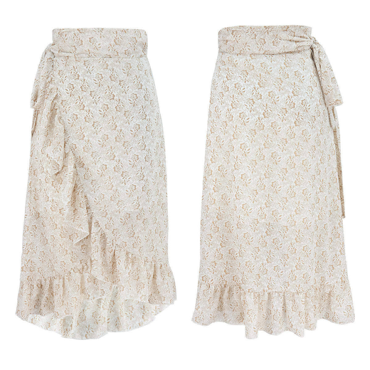 Floral Ruffle Wrap Skirt